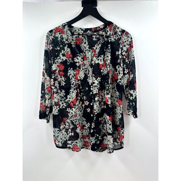 A Pea in the Pod Floral Sheer Maternity Blouse Size Small - Picture 1 of 5